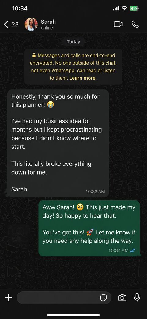 Testimonial from Sarah